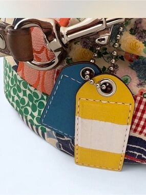 Coach Multicolor Patchwork Shoulder Bag with Yellow & Blue Tag